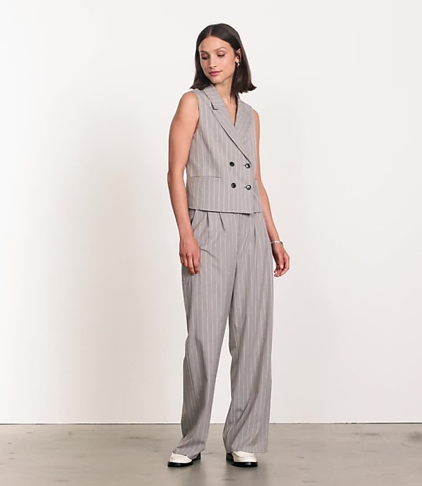 LOFT Versa Striped Seasonless Stretch Double Breasted Vest